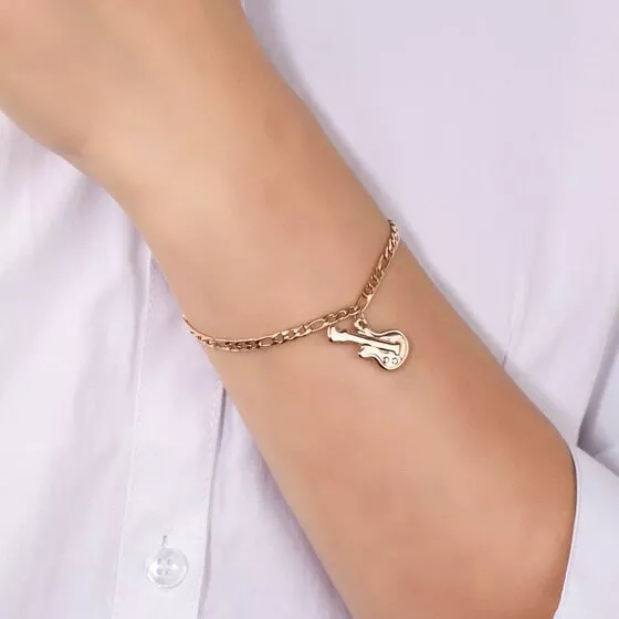 Rose Gold Bracelet With A Guitar Pendant Des (1)