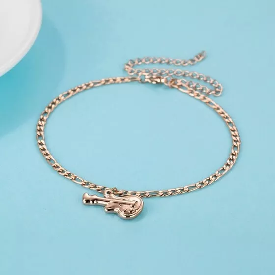 Rose Gold Bracelet With A Guitar Pendant Des (2)