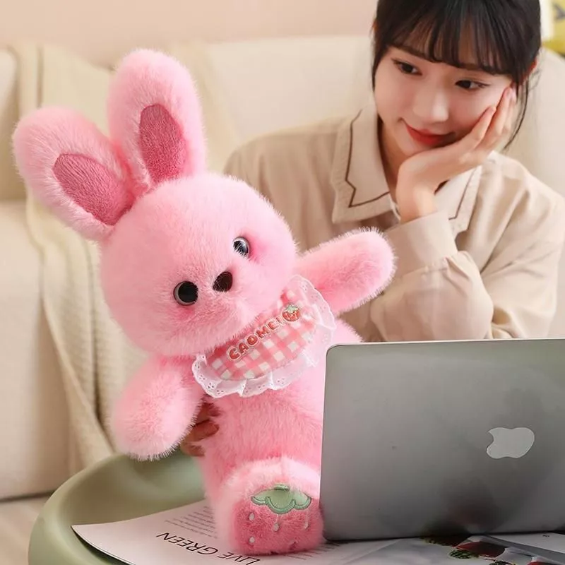 50cm Bib Baby Rabbit Purple White Pink Stuffed Cartoon Bunny Doll Plush Toy Strawberry Rabbit Fluffy Kids Appeasing Gift 50cm Bib Baby Rabbit Purple White Pink Stuffed Cartoon Bunny Doll Plush Toy Strawberry Rabbit Fluffy Kids Appeasing Gift
